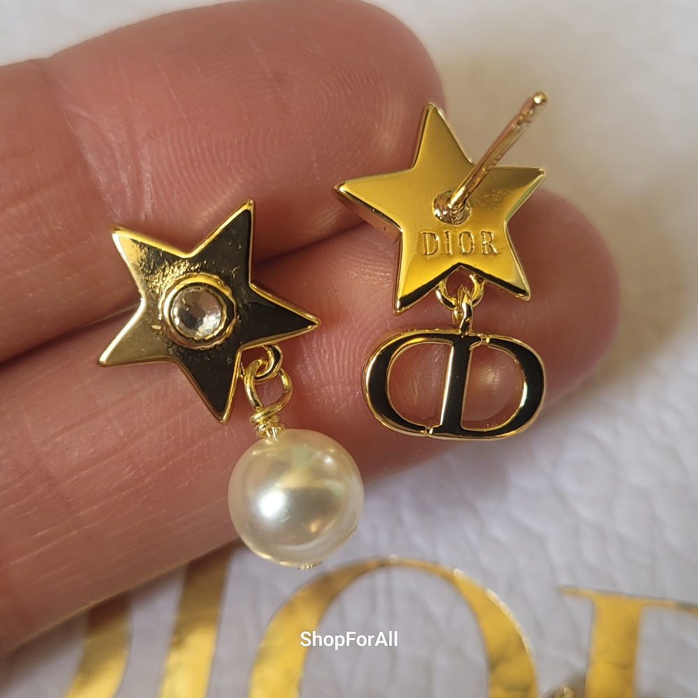 DIOR LUCKY Star Gold -finish Metal And White Pearls - Picture 6 of 14